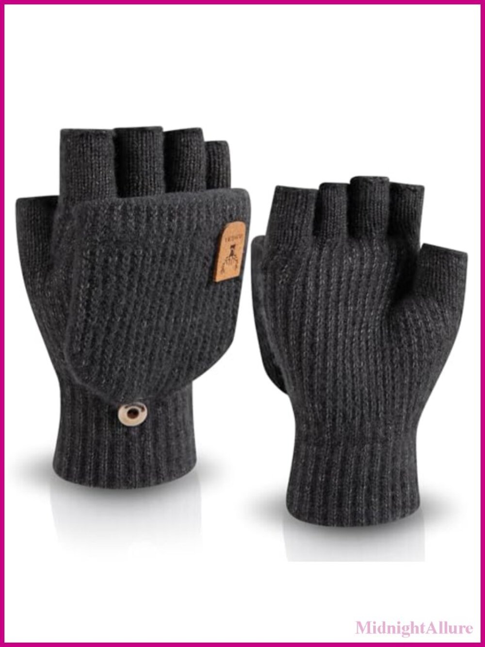 Fingerless Gloves Warm Half Finger Convertible Mittens Flap Touch Screen Acrylic